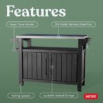Keter Unity XL Portable Outdoor Table with Stainless Steel Top for Kitchen Prep and Outdoor Storage Cabinet for Grilling Accessories, Dark Grey - Image 6
