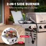 Feasto 4-Burner Propane Gas Grill w/Sear & Side Burner, Stainless Steel Construction w/Porcelain-Enameled Main Body, 49,500 BTU Outdoor BBQ Grill, 563 Sq. In. Cooking Area, Cabinet Storage, Silver - Image 8