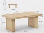 Tribesigns Modern Office Desk, Home Office Table with Wide Fluted Legs, Modern Desk for Home Office, Natural - Image 3