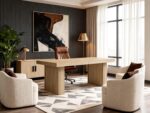 Tribesigns Modern Office Desk, Home Office Table with Wide Fluted Legs, Modern Desk for Home Office, Natural - Image 8