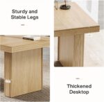 Tribesigns Modern Office Desk, Home Office Table with Wide Fluted Legs, Modern Desk for Home Office, Natural - Image 9