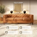 POLY & BARK Essex 89” Full-Grain Italian Leather Sofa – Tufted Back, Feather-Down Comfort, Solid Wood Frame, Cognac Tan - Image 7