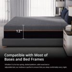 MLILY EGOHOME 12 Inch Queen Memory Foam Mattress for Back Pain, Cooling Copper Gel Bed in a Box, Foam Made in USA, CertiPUR-US Certified, Therapeutic Medium Firm, Double 60x80x12 Black - Image 9