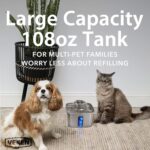 Veken Innovation Award Winner Stainless Steel Cat Water Fountain, 108oz/3.2L Automatic Pet Fountain Dog Water Dispenser with 6 Replacement Filters & Silicone Mat for Cats, Dogs, Multiple Pets (Silver) - Image 4