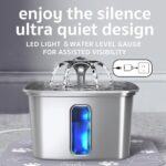 Veken Innovation Award Winner Stainless Steel Cat Water Fountain, 108oz/3.2L Automatic Pet Fountain Dog Water Dispenser with 6 Replacement Filters & Silicone Mat for Cats, Dogs, Multiple Pets (Silver) - Image 6