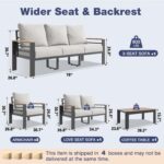 Aoxun Aluminum Patio Furniture Set 7 Seats, Oversized Outdoor Sectional with Washable Thick Cushions, Coffee Table and Waterproof Cover, Patio Conversation Sets for Porch, Balcony, Deck - Image 8