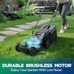 14" Cordless Lawn Mower, 20V Lightweight Push Mower with 5.0Ah Battery, Ultra-Quiet Motor for Small Yards, Lawn Care, Backyard Maintenance - Image 3