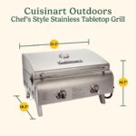 Cuisinart Chef's Style Tabletop Portable Propane Grill, 20,000 BTU Stainless Steel 2-Burner Outdoor Gas Grill for Camping, Tailgates, BBQ, Hassle-Free Setup, Twist-Start Ignition, CGG-306 - Image 3