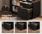 OffiGo 55 Inch L Shaped Electric Standing Desk with Drawers & File Cabinet Sets, Executive Sit Stand Desk, Height Adjustable Computer Desk for Home Office, Writing, Workstation, Walnut+Black - Image 5
