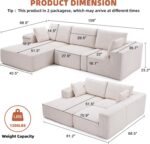 108” Modular Sectional Sofa, Cloud Sectional Couch with Deep Seat, Modern Modular L-Shape Sofa Couch with Chaise,Upholstered Boneless Couches for Living Room Bedroom (Beige, Left Facing Chaise) - Image 4