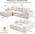108” Modular Sectional Sofa, Cloud Sectional Couch with Deep Seat, Modern Modular L-Shape Sofa Couch with Chaise,Upholstered Boneless Couches for Living Room Bedroom (Beige, Left Facing Chaise) - Image 6