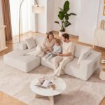 108” Modular Sectional Sofa, Cloud Sectional Couch with Deep Seat, Modern Modular L-Shape Sofa Couch with Chaise,Upholstered Boneless Couches for Living Room Bedroom (Beige, Left Facing Chaise) - Image 8