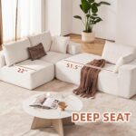 108” Modular Sectional Sofa, Cloud Sectional Couch with Deep Seat, Modern Modular L-Shape Sofa Couch with Chaise,Upholstered Boneless Couches for Living Room Bedroom (Beige, Left Facing Chaise) - Image 9