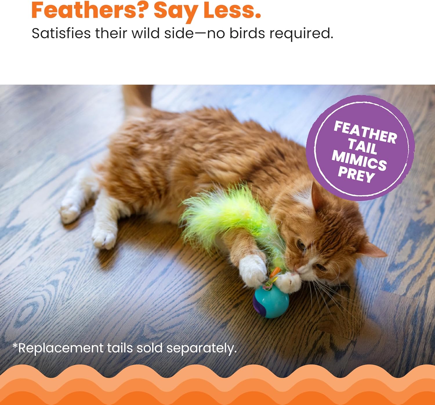 Catstages Roll & Chase Robot Toy –Interactive Electronic Cat Toy for Indoor with Feather Teaser Tail, Lights, USB Rechargeable, Automatic Moving Action for Active Play, Mental Stimulation & Enrichment - Image 5