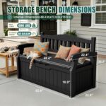 Devoko 80 Gallon Storage Bench Deck Box Lockable for Patio Furniture, Garden Decor and Outdoor Seating for Cushions, Garden Tools and Pool Supplies (Black) - Image 3