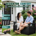 Devoko 80 Gallon Storage Bench Deck Box Lockable for Patio Furniture, Garden Decor and Outdoor Seating for Cushions, Garden Tools and Pool Supplies (Black) - Image 4