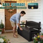 Devoko 80 Gallon Storage Bench Deck Box Lockable for Patio Furniture, Garden Decor and Outdoor Seating for Cushions, Garden Tools and Pool Supplies (Black) - Image 5
