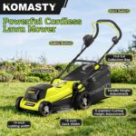 40V Electric Lawn Mower 15" Cordless Battery Powered Mower, 2 in 1 Mulching Lawnmower with 5-Position Height Adjustment 10.6 Gallon Bag, Small Push Lawn Trimmer, 2X4.0Ah Battery and 2 Chargers - Image 3