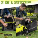 40V Electric Lawn Mower 15" Cordless Battery Powered Mower, 2 in 1 Mulching Lawnmower with 5-Position Height Adjustment 10.6 Gallon Bag, Small Push Lawn Trimmer, 2X4.0Ah Battery and 2 Chargers - Image 4