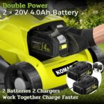 40V Electric Lawn Mower 15" Cordless Battery Powered Mower, 2 in 1 Mulching Lawnmower with 5-Position Height Adjustment 10.6 Gallon Bag, Small Push Lawn Trimmer, 2X4.0Ah Battery and 2 Chargers - Image 6