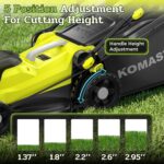 40V Electric Lawn Mower 15" Cordless Battery Powered Mower, 2 in 1 Mulching Lawnmower with 5-Position Height Adjustment 10.6 Gallon Bag, Small Push Lawn Trimmer, 2X4.0Ah Battery and 2 Chargers - Image 8