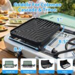 Ceramic Nonstick Reversible Griddle for Coleman Cascade & Triton, 8.5" x 8.5" Square Flat & Ribbed Camping Griddle (1 Pack) | Built-In Storage Fit, No-Wobble Stable Design, For 2-Burner Camp Stoves - Image 3