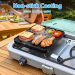 Ceramic Nonstick Reversible Griddle for Coleman Cascade & Triton, 8.5" x 8.5" Square Flat & Ribbed Camping Griddle (1 Pack) | Built-In Storage Fit, No-Wobble Stable Design, For 2-Burner Camp Stoves - Image 6
