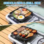 Ceramic Nonstick Reversible Griddle for Coleman Cascade & Triton, 8.5" x 8.5" Square Flat & Ribbed Camping Griddle (1 Pack) | Built-In Storage Fit, No-Wobble Stable Design, For 2-Burner Camp Stoves - Image 7
