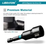 Libraton 20PCS Magnetic Nut Driver Set, Impact Drill Driver Bit Set 1/4", Metric and SAE Nut Driver, with Storage Bag, 5-13mm and 3/16''-1/2'' Nut Drivers - Image 5