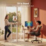 FEZIBO Standing Desk, 48 × 24 Inches Electric Height Adjustable, Sit and Stand Up, Computer Office Desk with Splice Board, White Frame/Maple TOP - Image 6
