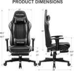 GTPLAYER Gaming Chair with Footrest, Ergonomic Computer Game Desk Chair, Reclining Game Chair Seat Height Adjustment, Swivel Rocker with Headrest and Lumbar (Grey) - Image 3