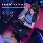 GTPLAYER Gaming Chair with Footrest, Ergonomic Computer Game Desk Chair, Reclining Game Chair Seat Height Adjustment, Swivel Rocker with Headrest and Lumbar (Grey) - Image 4
