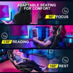 GTPLAYER Gaming Chair with Footrest, Ergonomic Computer Game Desk Chair, Reclining Game Chair Seat Height Adjustment, Swivel Rocker with Headrest and Lumbar (Grey) - Image 5