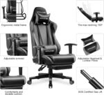 GTPLAYER Gaming Chair with Footrest, Ergonomic Computer Game Desk Chair, Reclining Game Chair Seat Height Adjustment, Swivel Rocker with Headrest and Lumbar (Grey) - Image 7
