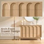 Oak&Sparrow Mid Century Modern Dresser for Bedroom, Natural Oak 6 Drawer Dresser with Arched Front, 47'' Wide Chest of Drawers Wood Storage Organizer for Living Room - Image 4