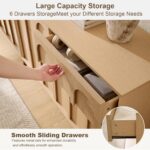 Oak&Sparrow Mid Century Modern Dresser for Bedroom, Natural Oak 6 Drawer Dresser with Arched Front, 47'' Wide Chest of Drawers Wood Storage Organizer for Living Room - Image 5