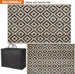 SAND MINE Waterproof Outdoor Rug 5x8 ft, Plastic Reversible Rug, Modern Area Rug, Large Floor Mat for Outdoors, RV, Patio, Backyard, Deck, Picnic, Beach, Camping, Black & Beige - Image 4