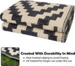 SAND MINE Waterproof Outdoor Rug 5x8 ft, Plastic Reversible Rug, Modern Area Rug, Large Floor Mat for Outdoors, RV, Patio, Backyard, Deck, Picnic, Beach, Camping, Black & Beige - Image 5