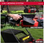 PowerSmart EasyGlide 21-Inch Gas Lawn Mower, 144cc 4-Stroke OHV Engine, Push Walk-Behind, 3-in-1 Mulch/Bag/Side Discharge, Steel Deck, 6 Height Adjustment - Image 6