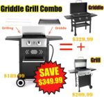 GREEN PARTY 2 Burner Griddle Grill Combo, 2 in 1 Propane Gas BBQ Grill w/Cast Iron Plate, Outdoor Flat Top Grill, 20,000 BTU Output Small Propane Barbecue Grill for Camping Patio Backyard(No Dome Lid) - Image 3
