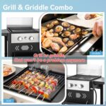 GREEN PARTY 2 Burner Griddle Grill Combo, 2 in 1 Propane Gas BBQ Grill w/Cast Iron Plate, Outdoor Flat Top Grill, 20,000 BTU Output Small Propane Barbecue Grill for Camping Patio Backyard(No Dome Lid) - Image 5