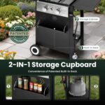 GREEN PARTY 2 Burner Griddle Grill Combo, 2 in 1 Propane Gas BBQ Grill w/Cast Iron Plate, Outdoor Flat Top Grill, 20,000 BTU Output Small Propane Barbecue Grill for Camping Patio Backyard(No Dome Lid) - Image 7