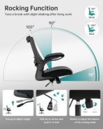 MUXX.STIL Office Chair, PU Leather Ergonomic Desk Chair with Adjustable Lumbar Support and Flip up Armrest, Breathable Mesh Computer Chair for Home Office, Black - Image 6