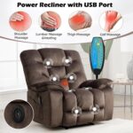 HAOMARKETS 3 Pieces Recliner Sofa Furniture Set, Include 2 Power Recliner Chairs with Message&Heat and a 3-Seater Reclining Couch for Living Room, Brown - Image 4