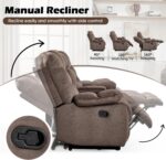 HAOMARKETS 3 Pieces Recliner Sofa Furniture Set, Include 2 Power Recliner Chairs with Message&Heat and a 3-Seater Reclining Couch for Living Room, Brown - Image 5