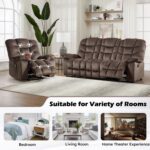 HAOMARKETS 3 Pieces Recliner Sofa Furniture Set, Include 2 Power Recliner Chairs with Message&Heat and a 3-Seater Reclining Couch for Living Room, Brown - Image 7