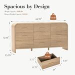 Curved 9-Drawer Dresser for Bedroom, 63" Wide Modern Chest of Drawers, Vanity Desk TV Stand for Living Room, Closet Storage Drawers Organizer Furniture, Nursery, Hallway, Oak - Image 3
