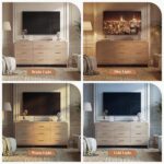 Curved 9-Drawer Dresser for Bedroom, 63" Wide Modern Chest of Drawers, Vanity Desk TV Stand for Living Room, Closet Storage Drawers Organizer Furniture, Nursery, Hallway, Oak - Image 5