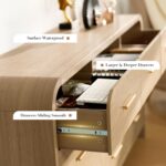 Curved 9-Drawer Dresser for Bedroom, 63" Wide Modern Chest of Drawers, Vanity Desk TV Stand for Living Room, Closet Storage Drawers Organizer Furniture, Nursery, Hallway, Oak - Image 9