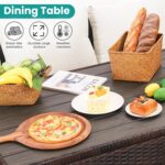 Wumiokio Patio Furniture Set, 7 Pieces Outdoor Patio Furniture with Dining Table&Chair, All Weather Wicker Conversation Set with Ottoman,Brown Rattan & Ivory Cushions (Include Sofa Dust Cover) - Image 4